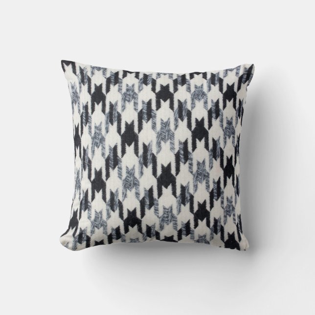 Houndstooth zwarte en witte patroonpijp kussen (Voorkant)