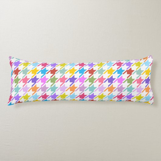Houndtooth Multicolor+White Patroon Lichaamskussen (Voorkant)