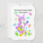 Hourra, le manchot de Pâques est là ! Carte de vac (Devant)