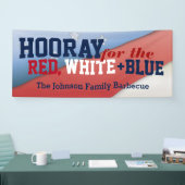 Hourra pour la bannière patriotique de barbecue de (Salon professionnel)