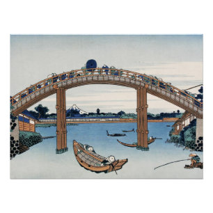 Housai Mount Fuji vanaf de brug onder Mannen Perfect Poster