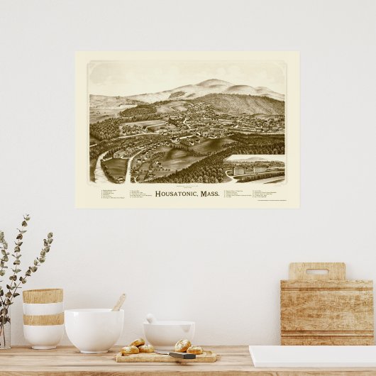 Housatonic, MA Panoramic Map - 1890 Poster (Keuken)