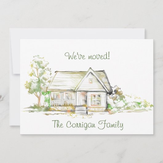 House and Trees New Address Flat Announcement Kaar Aankondiging (Voorkant)