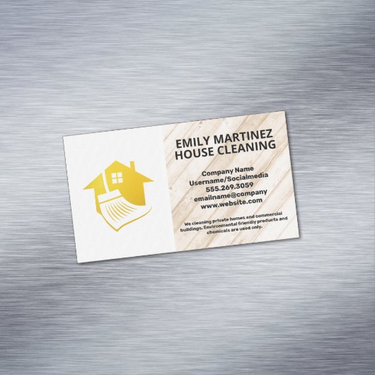 House Broom Logo | Houten en tegelvloeren Magnetisch Visitekaartje (Voorbeeld)