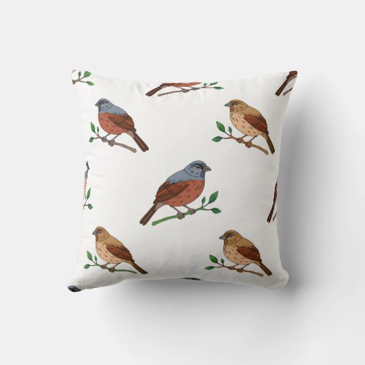 House Bunting Bird Pattern - Seamless Nature Desig Kussen (Achterkant)