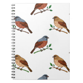 House Bunting Bird Pattern - Seamless Nature Desig Notitieboek