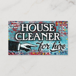 House Cleaner for Hire Visitekaartjes - Blue Red