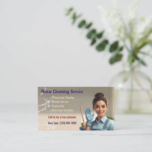 House Cleaning Business Cards Visitekaartje (Staand voorkant)
