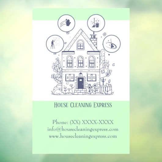 House Cleaning Express Raamsticker (Vel 3)