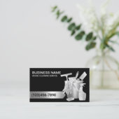 House Cleaning Housekeeping Modern Black & Silver Visitekaartje (Staand voorkant)