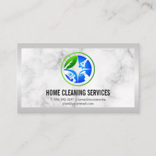 House Cleaning Icons   Achtergrond marmer Metal Visitekaartje