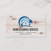 House Cleaning Logo | Achtergrond Wooden Boards Visitekaartje (Voorkant)