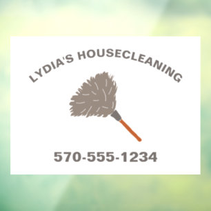 House Cleaning Maid Service Custom Feather Duster Raamsticker