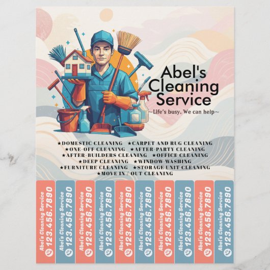 House cleaning Maid Service Flyer Tear Off Strips (Voorkant)