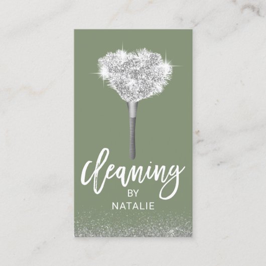 House Cleaning Sage Green Maid Service Visitekaartje (Voorkant)