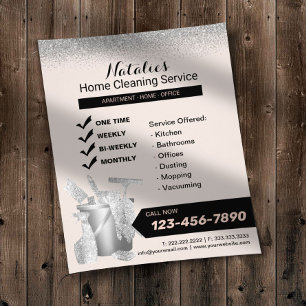 House Cleaning Service Blush & Silver Housekeeping Flyer