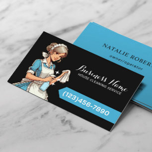 House Cleaning Service Cartoon Maid Housekeeping Visitekaartje