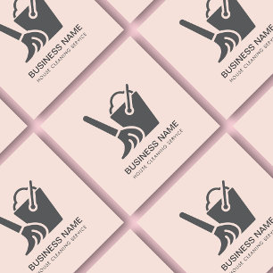 House Cleaning Service Logo Blush Pink Vierkante Visitekaartje