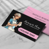 House Cleaning Service Zwart & Roze Huishouding Visitekaartje