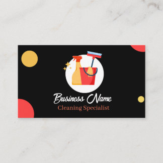 House Cleaning Services Business Card Black Visitekaartje