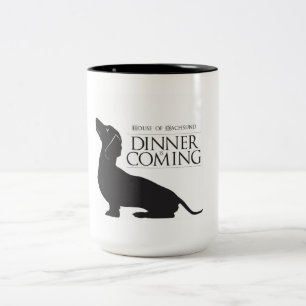 House Dachshund "Dinner is Coming" koffie-mok Tweekleurige Koffiemok