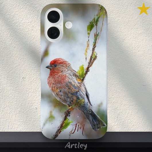 House Finch Bird Painting Aangepaste naam Case-Mate iPhone Case