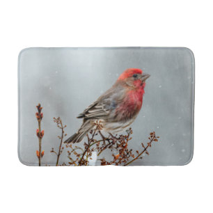 House Finch in Snow - Originele foto Badmat