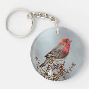 House Finch in Snow - Originele foto Sleutelhanger