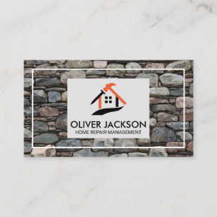 House Fixes Logo Achtergrond stenen muur Visitekaartje