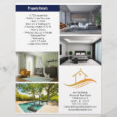House For Sale Real Estate Listing Navy Blue Photo Flyer (Achterkant)