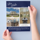 House For Sale Real Estate Listing Navy Blue Photo Flyer (Hand)