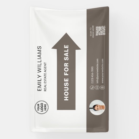 House for Sale Real Estate Logo QR Code Spandoek (Verticaal)