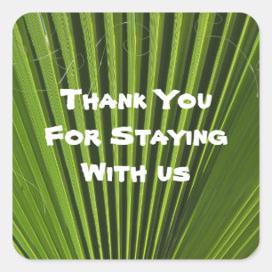House Guest Bedankt Green Palm Leaf Appreciation Vierkante Sticker