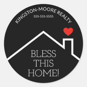 House Heart Custom Realtor Business Ronde Sticker