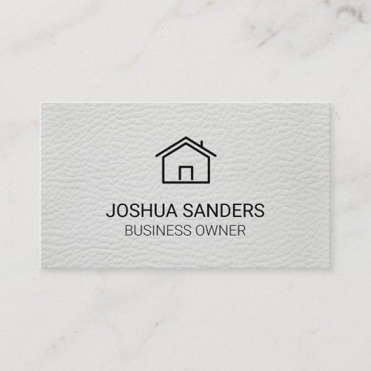 House Icon | Wit leder Visitekaartje (Voorkant)