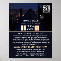 House in Night Portrait, Chimney Sweeping Service