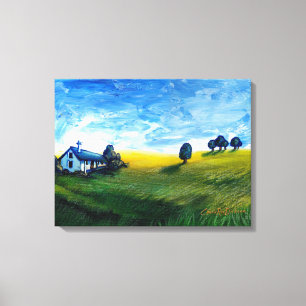 House in the Countryside Triptych Canvas Afdruk