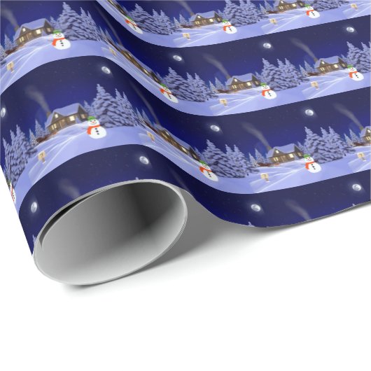 House in Winter Wrapping Paper Cadeaupapier (Rol Hoek)