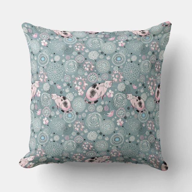 House Kat Pattern Kussen (Voorkant)
