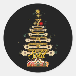 House Key Verkocht Verkocht Kerstboom Kerstmis voo Ronde Sticker