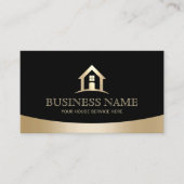 House Logo Real Estate Realtor Modern Black & Gold Visitekaartje (Voorkant)