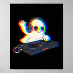 House Music Ghost DJ Optical Illusion Edm Hallowee Poster