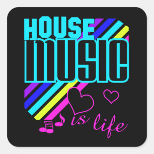 House Music Vierkante Sticker