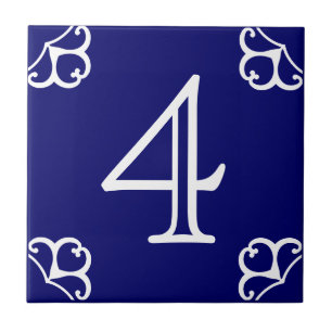 House Number - Spaans White op Blue Tegeltje