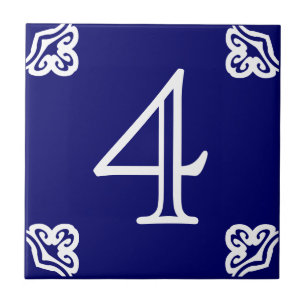 House Number - Spaans White op Blue Tegeltje