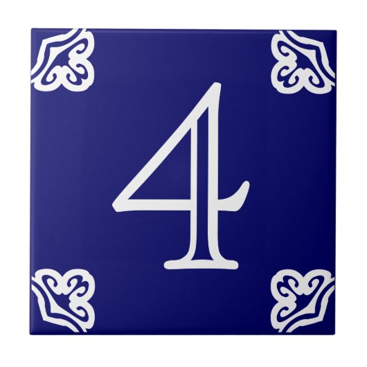 House Number - Spaans White op Blue Tegeltje (Voorkant)