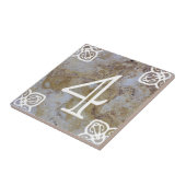 House Number - Spaans wit op kalksteen Tegeltje (Zijkant)