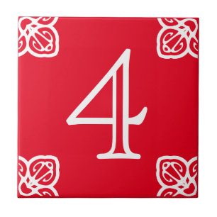 House Number - Spaans wit op rood Tegeltje
