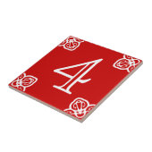 House Number - Spaans wit op rood Tegeltje (Zijkant)