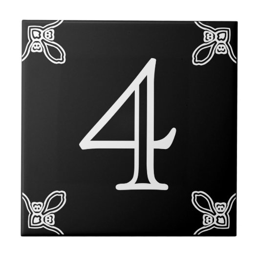 House Number - Spaans wit op zwarte tegel Tegeltje (Voorkant)